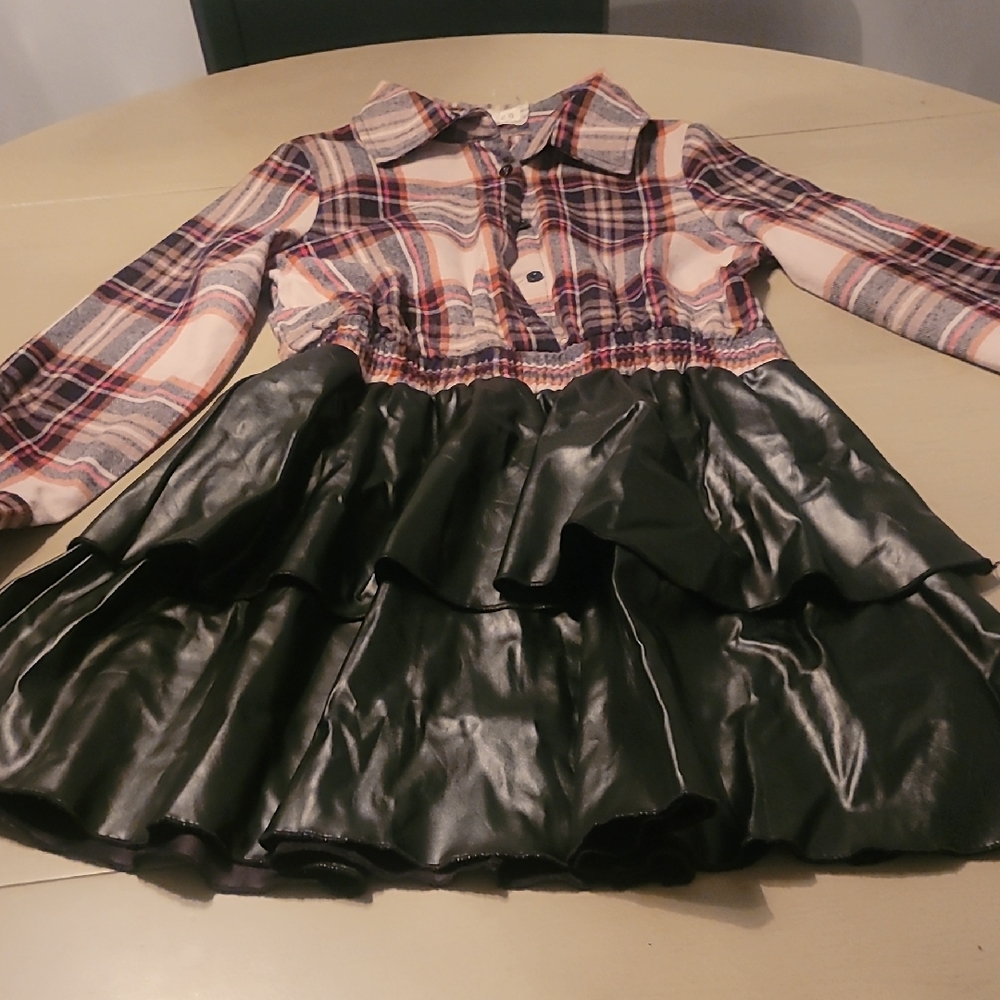 Plaid and Black Kids Casual Dress